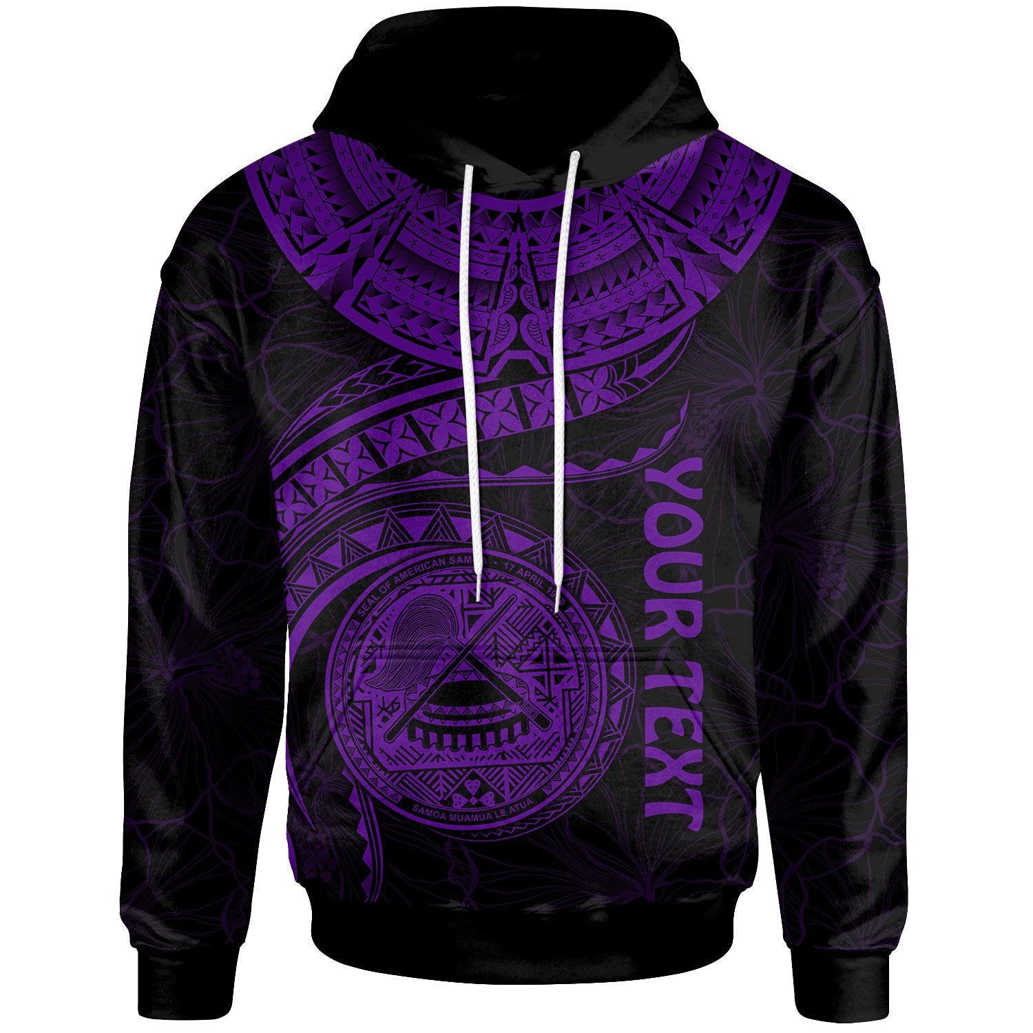 American Samoa Polynesian Custom Hoodie American Samoan Waves (Purple) Unisex Purple - Polynesian Pride