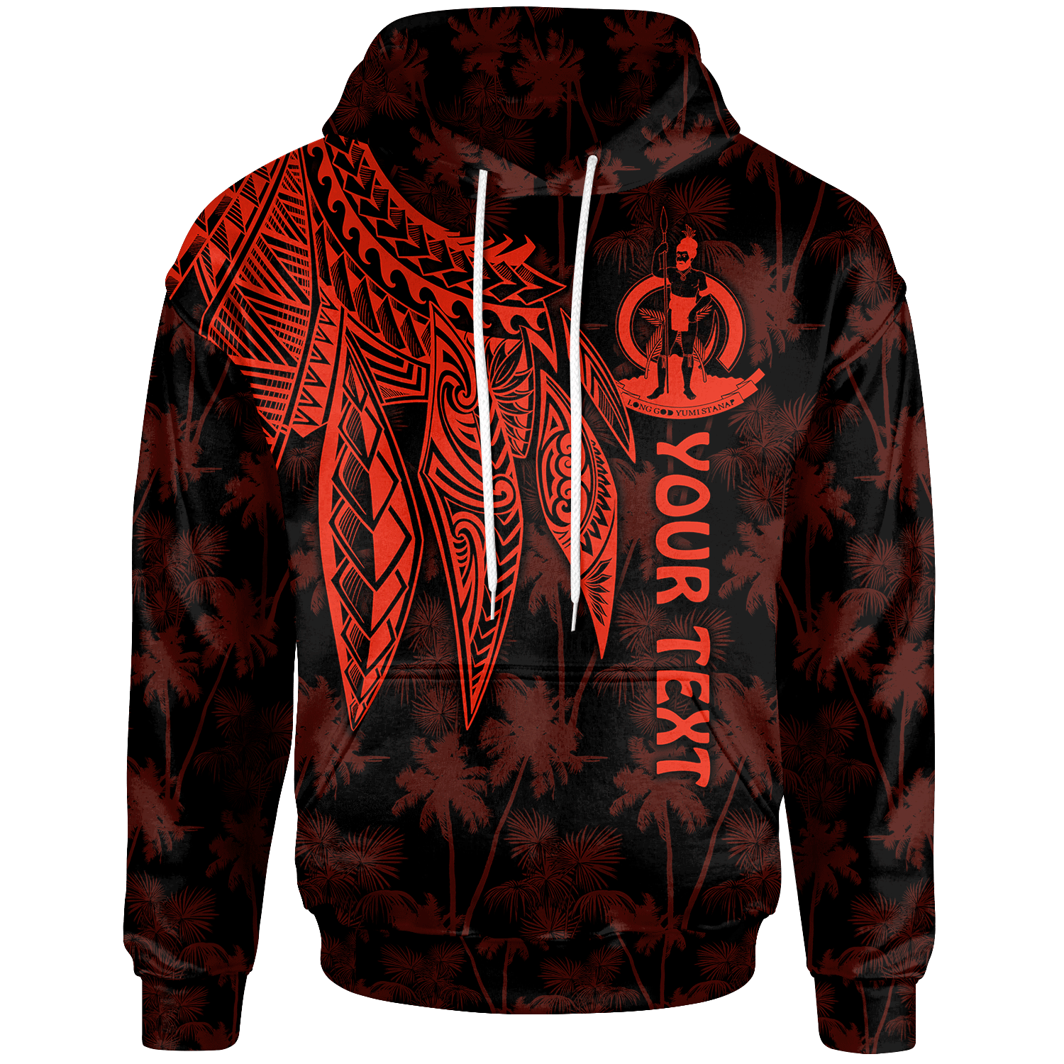 Vanuatu Custom Hoodie Polynesian Wings (Red) Unisex Red - Polynesian Pride