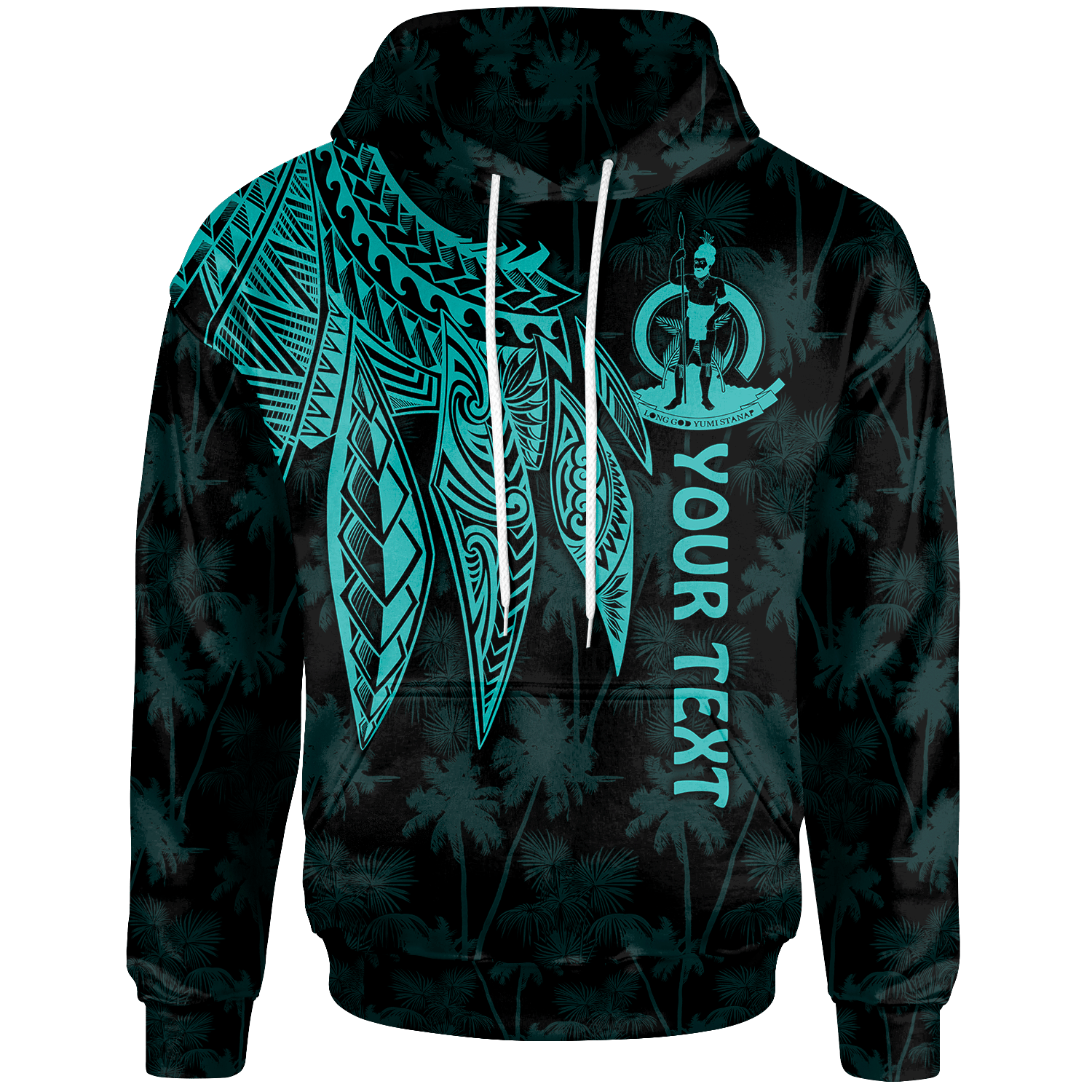 Vanuatu Custom Hoodie Polynesian Wings (Turquoise) Unisex Turquoise - Polynesian Pride