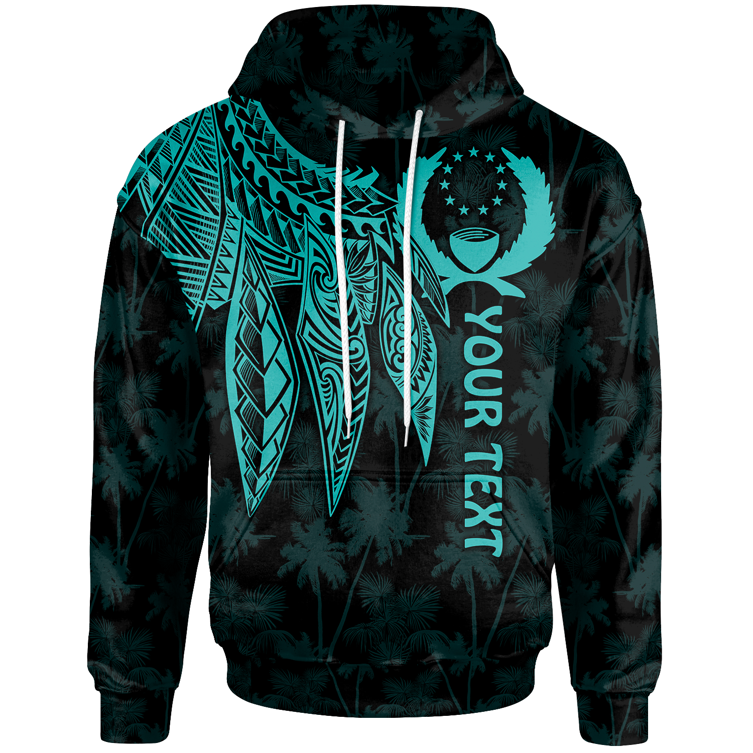 Pohnpei Custom Hoodie Polynesian Wings (Turquoise) Unisex Turquoise - Polynesian Pride