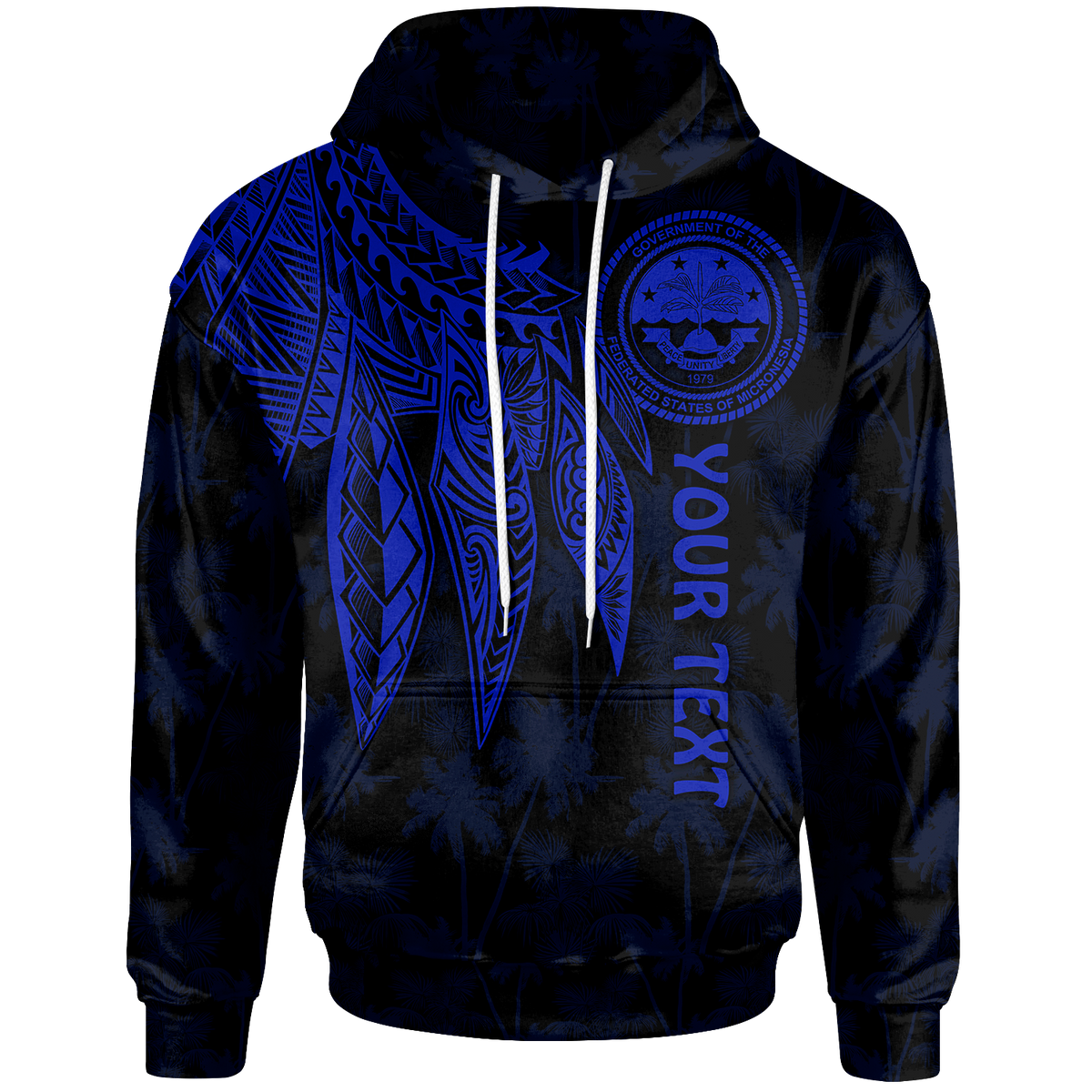 Federated States of Micronesia Custom Hoodie Polynesian Wings (Blue) Unisex Blue - Polynesian Pride