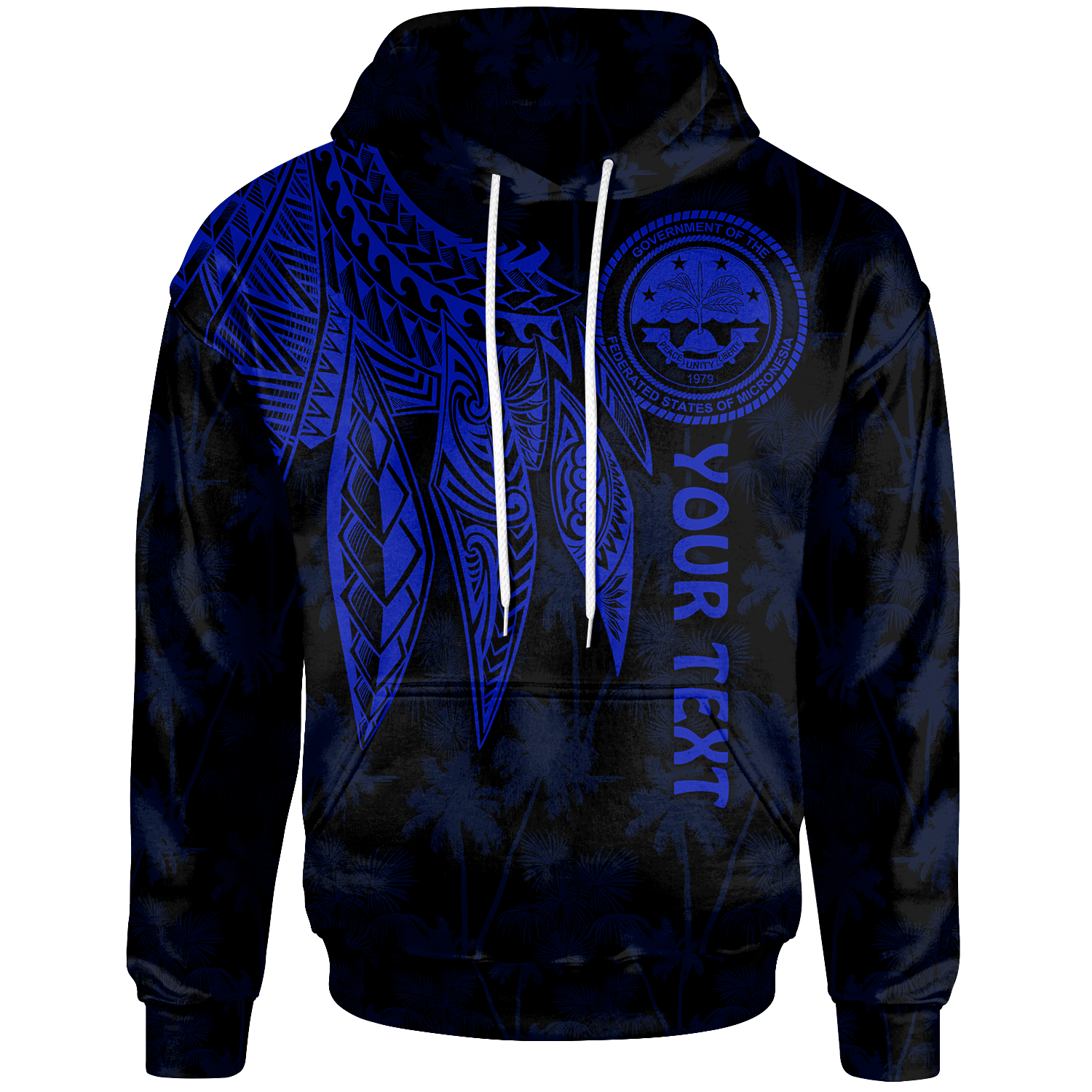 Federated States of Micronesia Custom Hoodie Polynesian Wings (Blue) Unisex Blue - Polynesian Pride