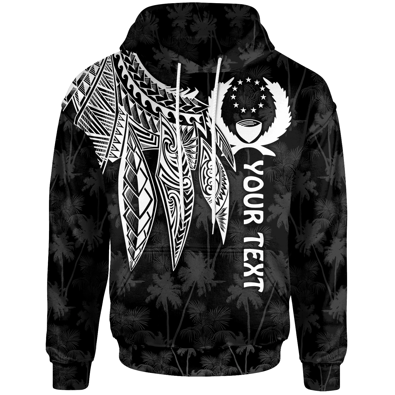 Pohnpei Custom Hoodie Polynesian Wings (White) Unisex White - Polynesian Pride