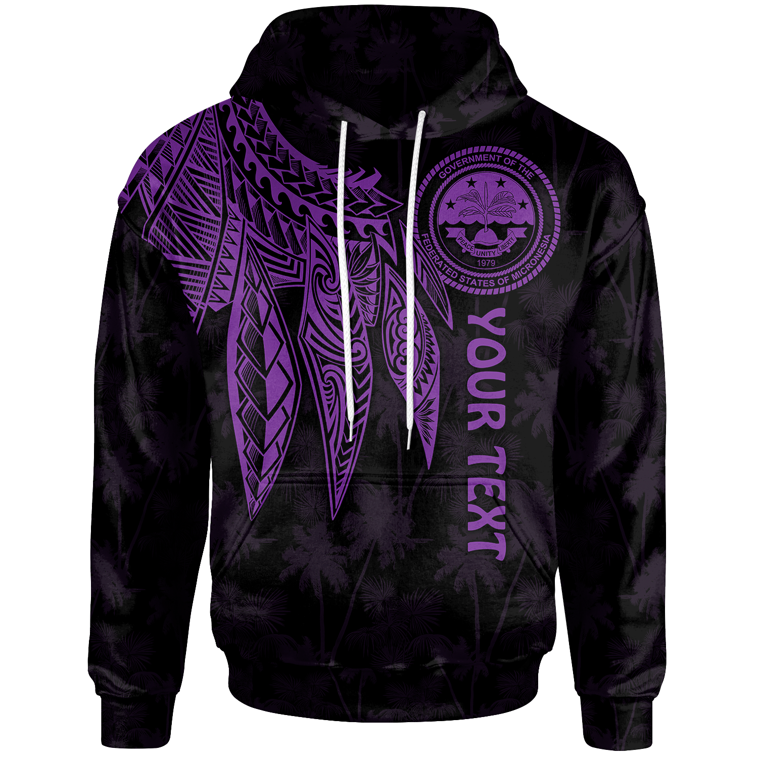 Federated States of Micronesia Custom Hoodie Polynesian Wings (Purple) Unisex Purple - Polynesian Pride