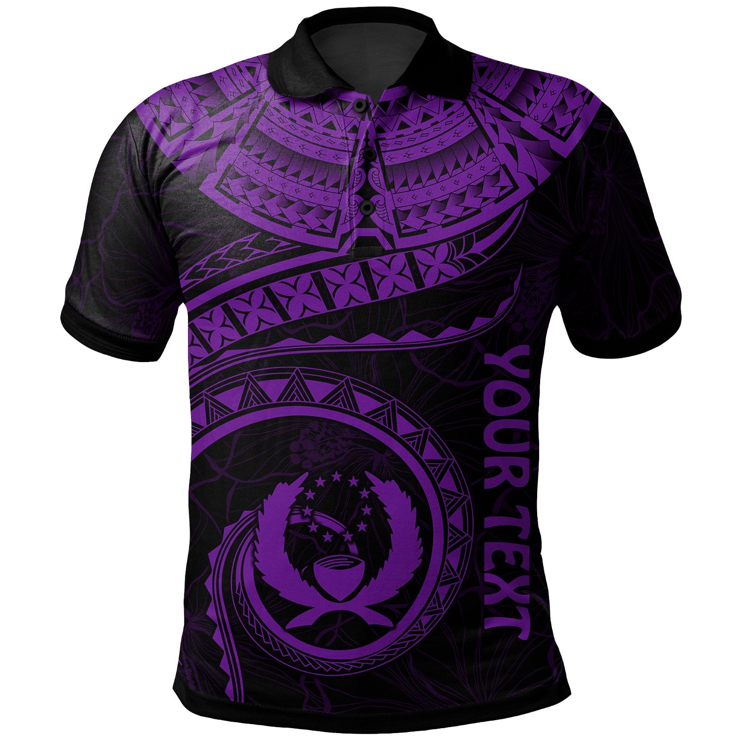 Pohnpei Polynesian Custom Polo Pohnpei Waves (Purple) Unisex Purple - Polynesian Pride