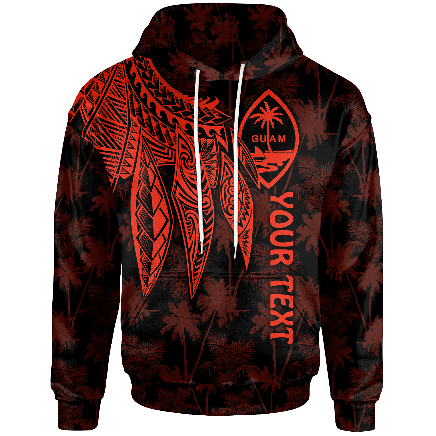 Guam Custom Hoodie Polynesian Wings (Red) Unisex Red - Polynesian Pride