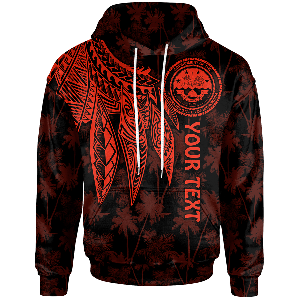 Federated States of Micronesia Custom Hoodie Polynesian Wings (Red) Unisex Red - Polynesian Pride