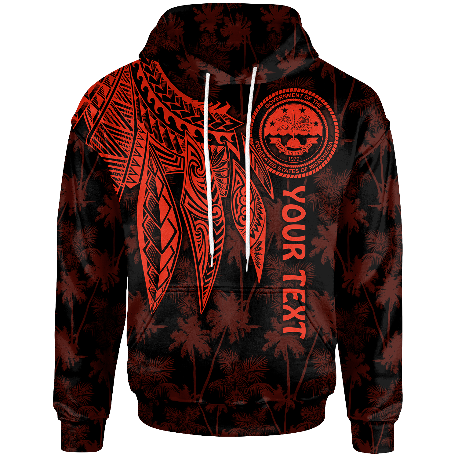 Federated States of Micronesia Custom Hoodie Polynesian Wings (Red) Unisex Red - Polynesian Pride