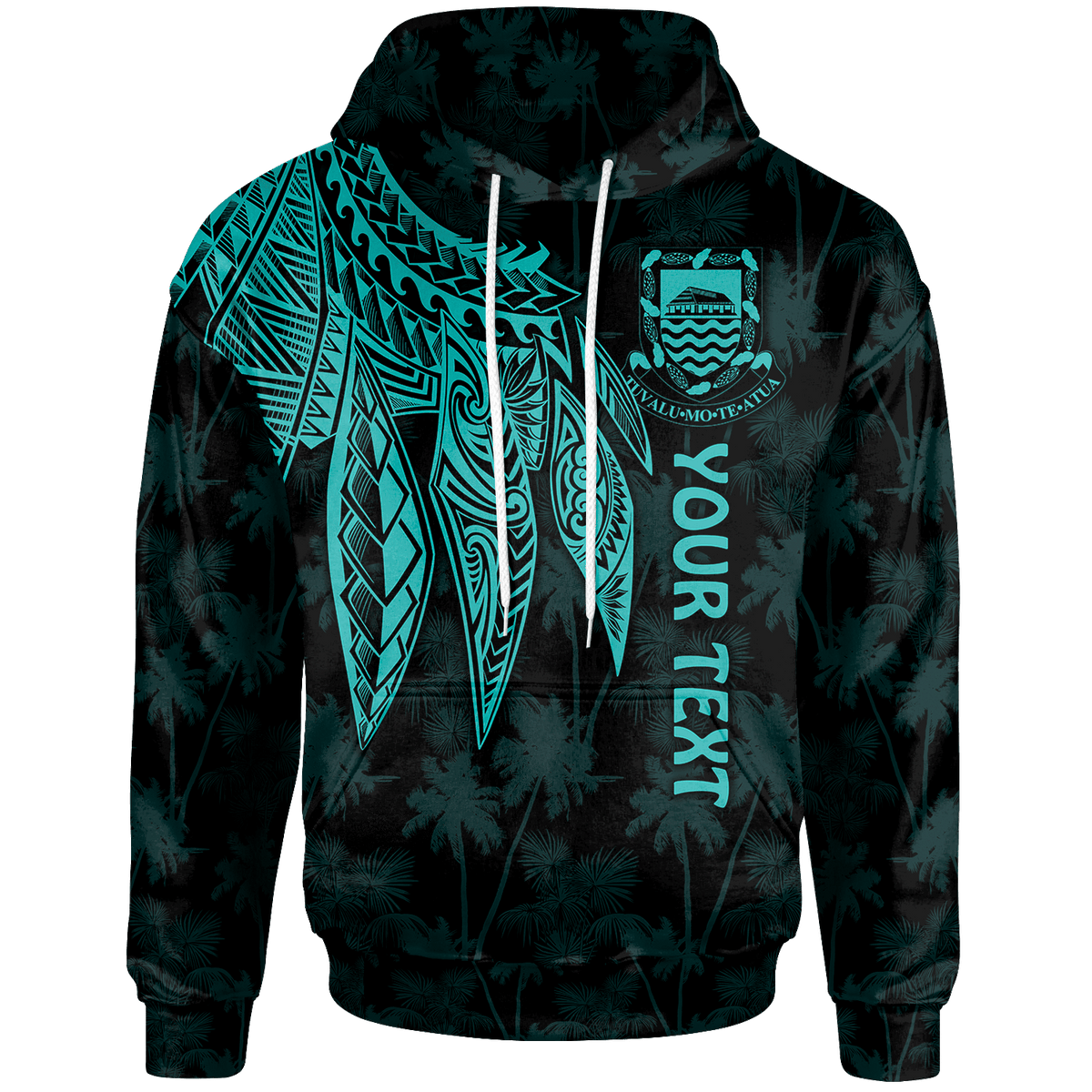 Tuvalu Custom Hoodie Polynesian Wings (Turquoise) Unisex Turquoise - Polynesian Pride