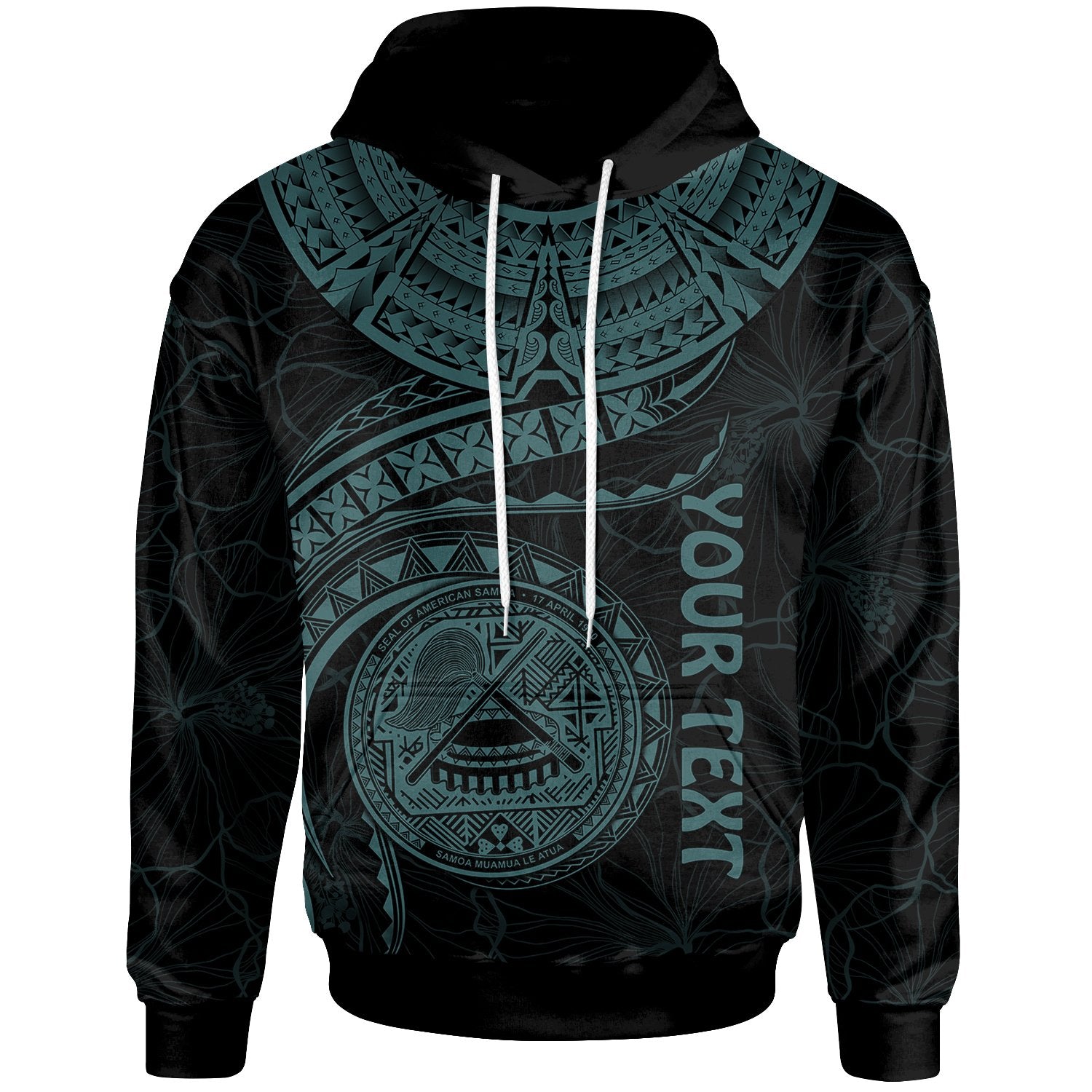 American Samoa Polynesian Custom Hoodie American Samoan Waves (Turquoise) Unisex Turquoise - Polynesian Pride