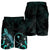 Chuuk Polynesian Men's Shorts - Turtle With Blooming Hibiscus Turquoise - Polynesian Pride