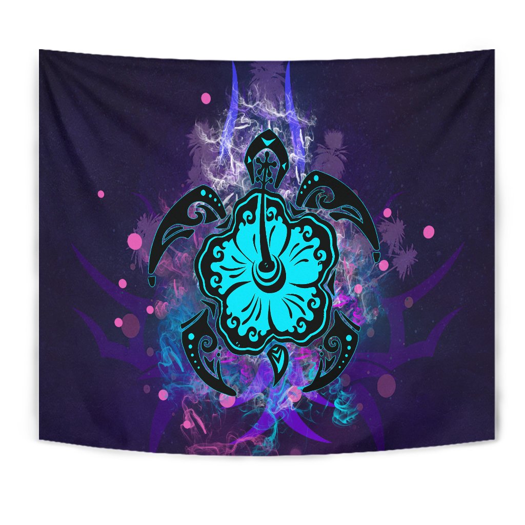 Turtle Hibiscus Galaxy Violet Tapestry Wall Tapestry Violet - Polynesian Pride