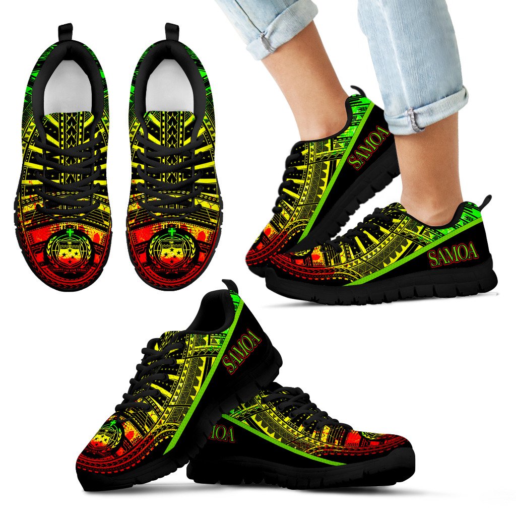 Samoa Sneakers - Samoa Coat Of Arms Polynesian Tattoo Style Reggae - Polynesian Pride