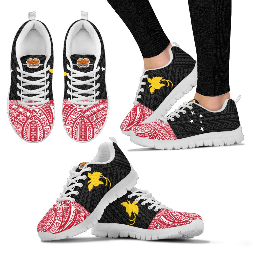 Papua New Guinea Sneakers - Papua New Guinea Flag Polynesian Tattoo Unisex White - Polynesian Pride