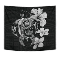 Hibiscus Plumeria Mix Polynesian Gray Turtle Tapestry - Polynesian Pride