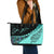 (Signature Custom) Paua Shell, Maori Silver Fern Leather Tote Bag, Turquoise Turquoise - Polynesian Pride