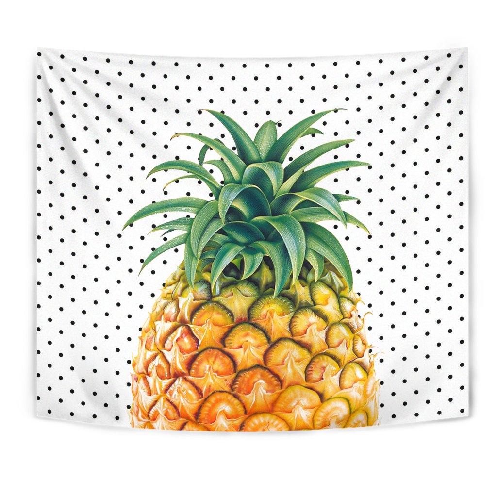 Pineapple Dottie Tapestry Wall Tapestry White - Polynesian Pride