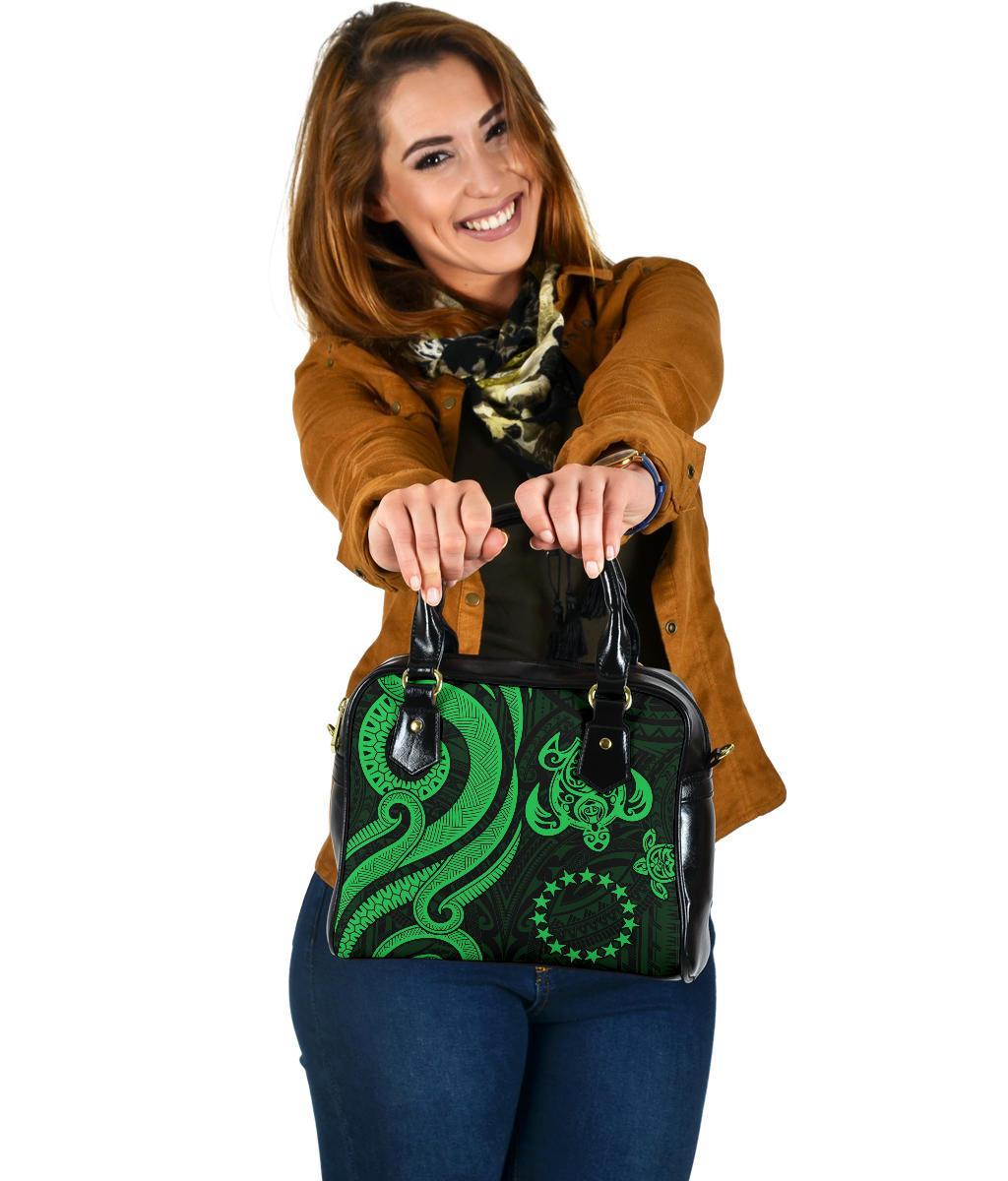 Cook Islands Shoulder Handbag - Green Tentacle Turtle One Size Green - Polynesian Pride