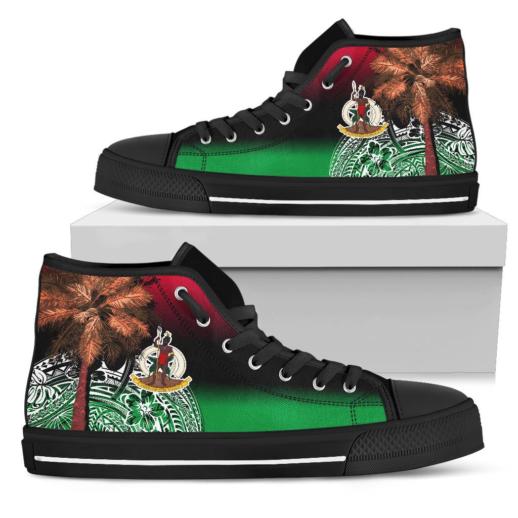Vanuatu High Top Shoes Polynesian Palm Tree Flag Unisex Black - Polynesian Pride