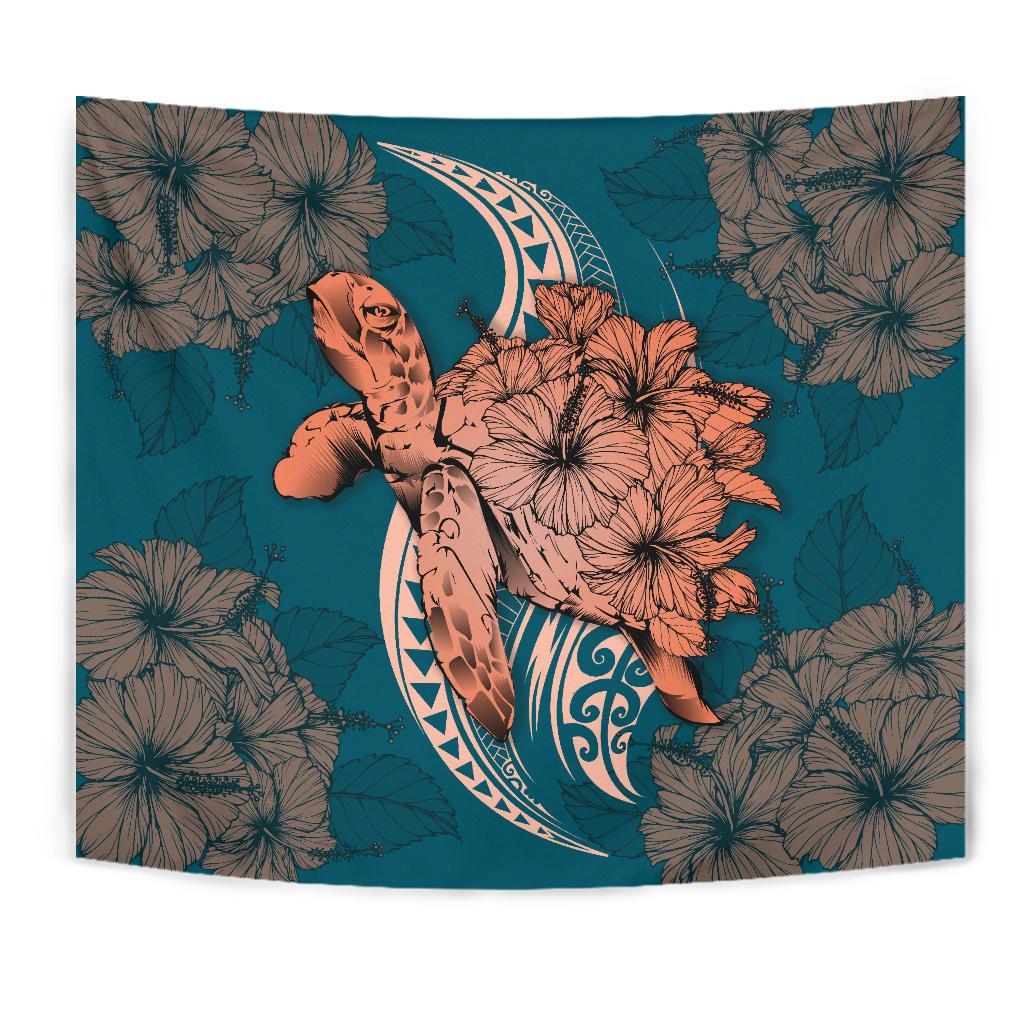 Hawaii Polynesian Turtle Hibiscus Tapestry - Orange - Polynesian Pride