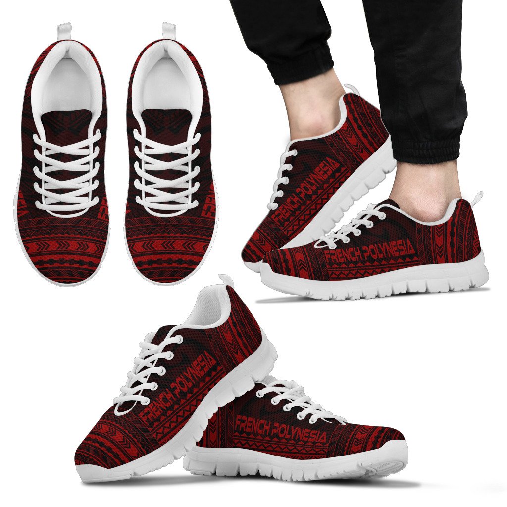 French Polynesia Sneakers - French Polynesian Chief Tattoo Deep Red Version - Polynesian Pride