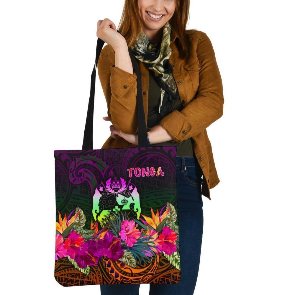 Tonga Polynesian Tote Bags - Summer Hibiscus Tote Bag One Size Reggae - Polynesian Pride