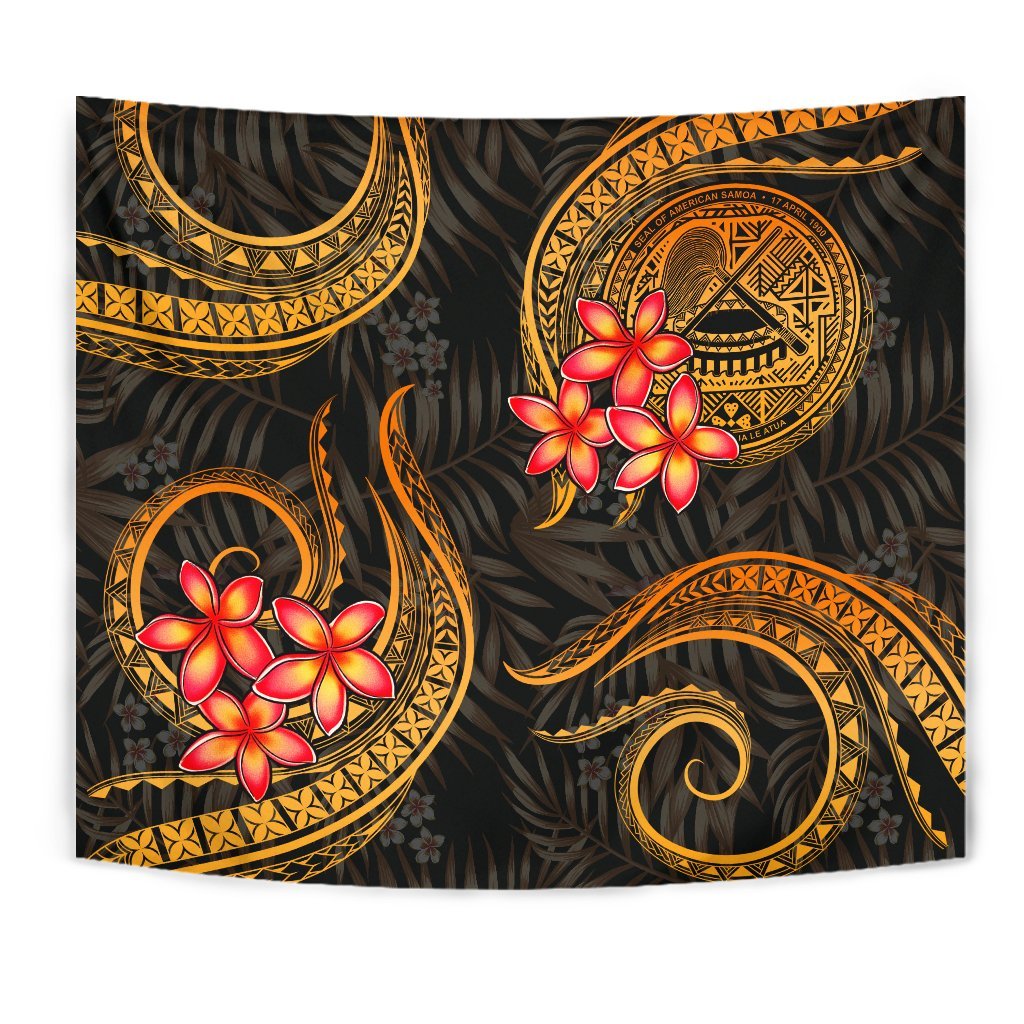 American Samoa Tapestry - Gold Plumeria - Polynesian Pride