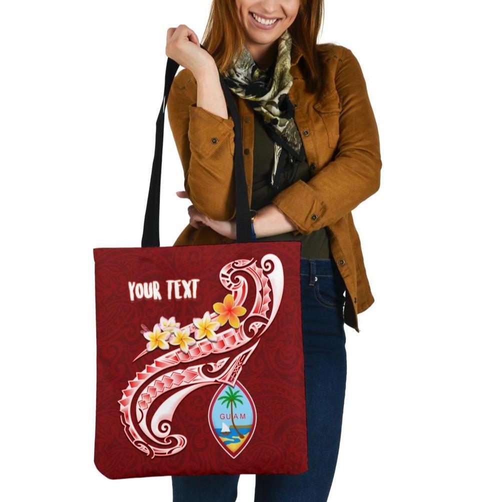 Guam Personalised Tote Bag - Guam Seal Polynesian Patterns Plumeria (Red) Tote Bag One Size Red - Polynesian Pride