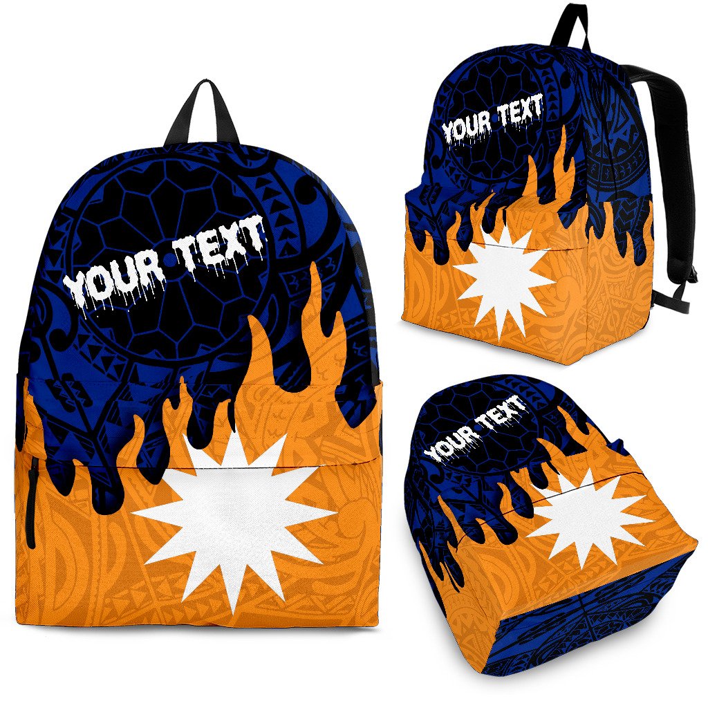 Nauru Custom Personalised Backpack - Melting Style Yellow - Blue - Polynesian Pride