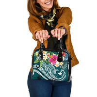 Papua New Guinea Polynesian Shoulder Handbag - Summer Plumeria (Turquoise) One Size Turquoise - Polynesian Pride