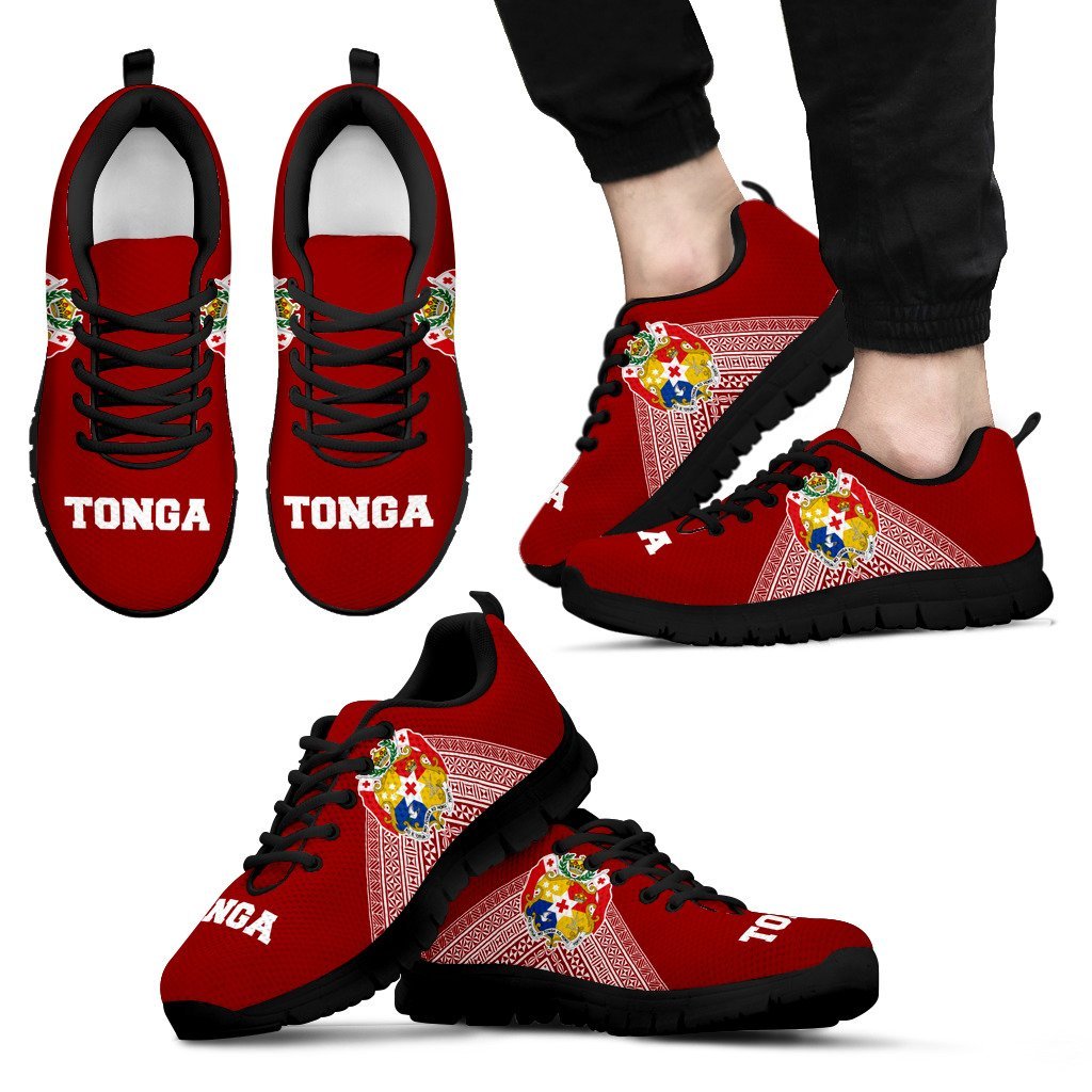 Tonga Athletic Sneakers - Tonga Coat Of Arms - A0 Unisex Black - Polynesian Pride
