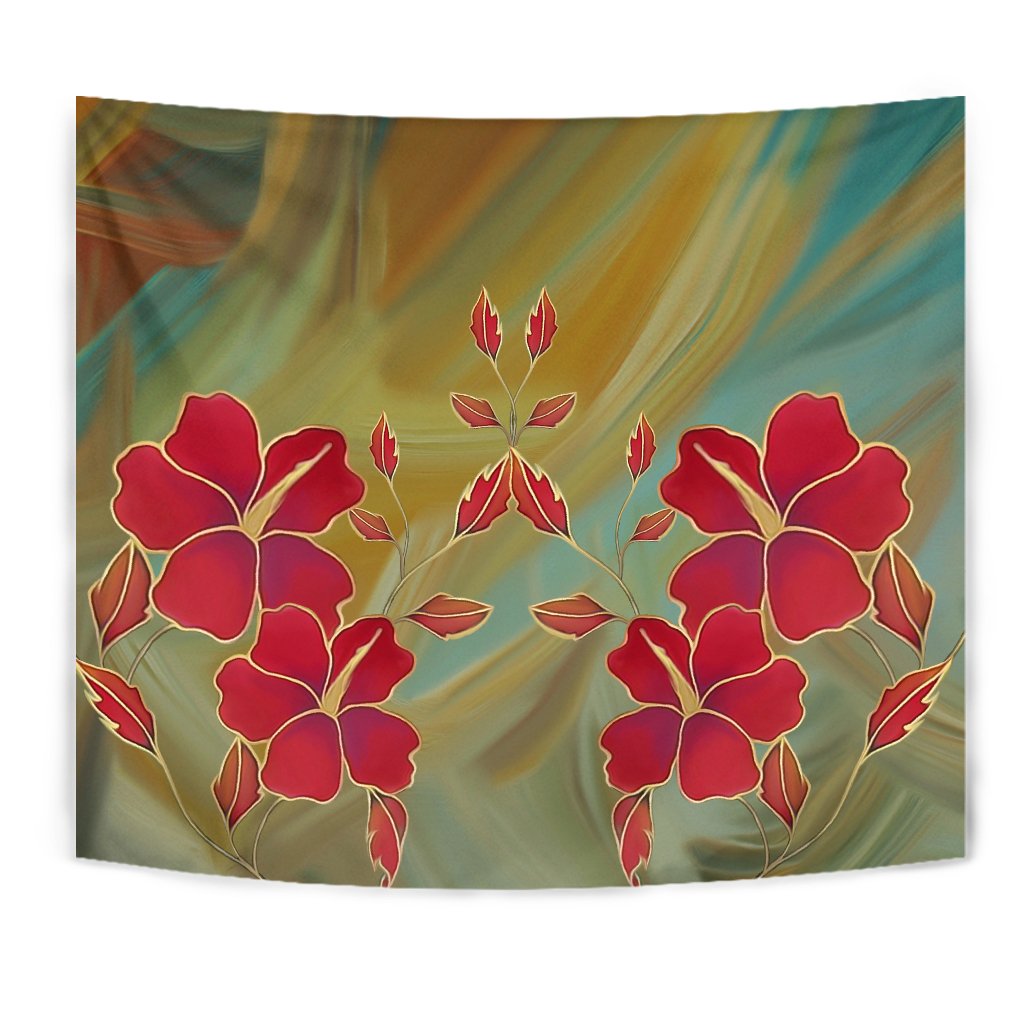 Hibiscus Water Color Tapestry Wall Tapestry Yellow - Polynesian Pride