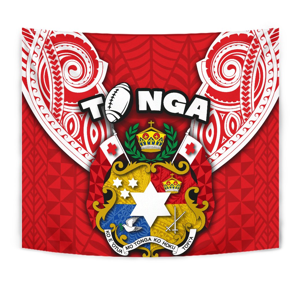 (Custom Personalised) Tonga Rugby Tapestry Royal Style Wall Tapestry Red - Polynesian Pride