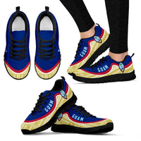 Guam Wave Sneakers - Polynesian Pattern White Gold Color Women's Sneakers - Black - Guam Black - Polynesian Pride