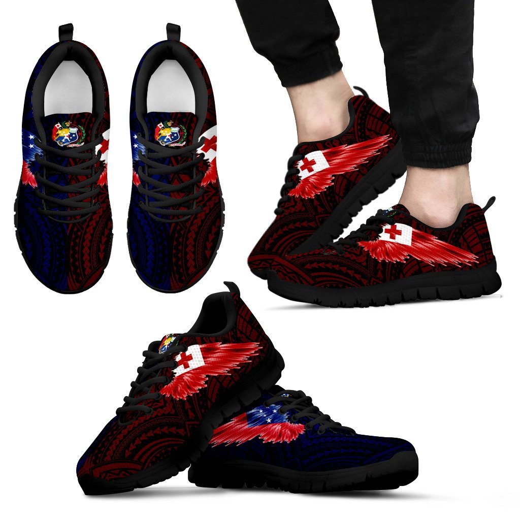 Tokouso Sneakers - TokuUso Coat Of Arms & Flag Wing - A8 Unisex White - Polynesian Pride