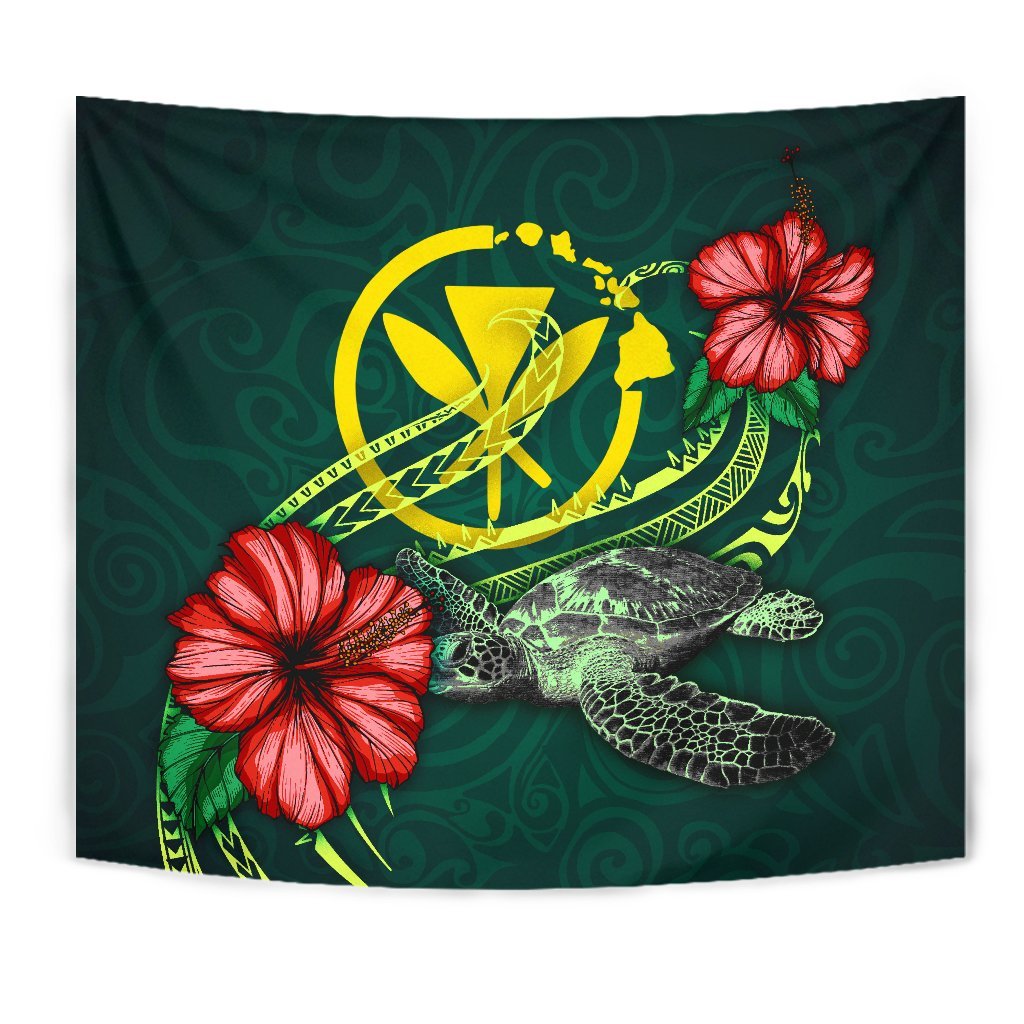 Hawaii Polynesian Tapestry - Green Turtle Hibiscus - Polynesian Pride