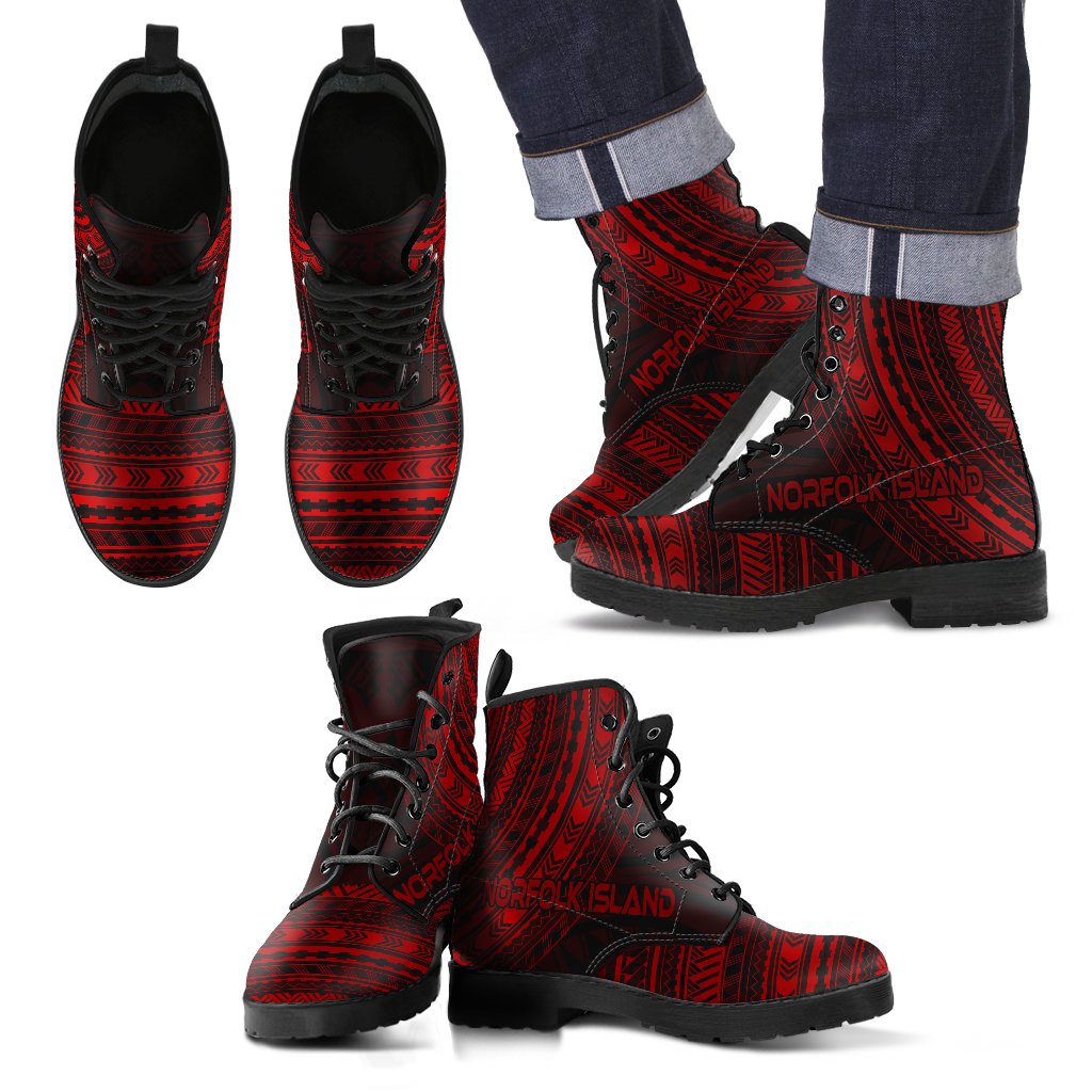 Norfolk Island Leather Boots - Polynesian Red Chief Version Black - Polynesian Pride