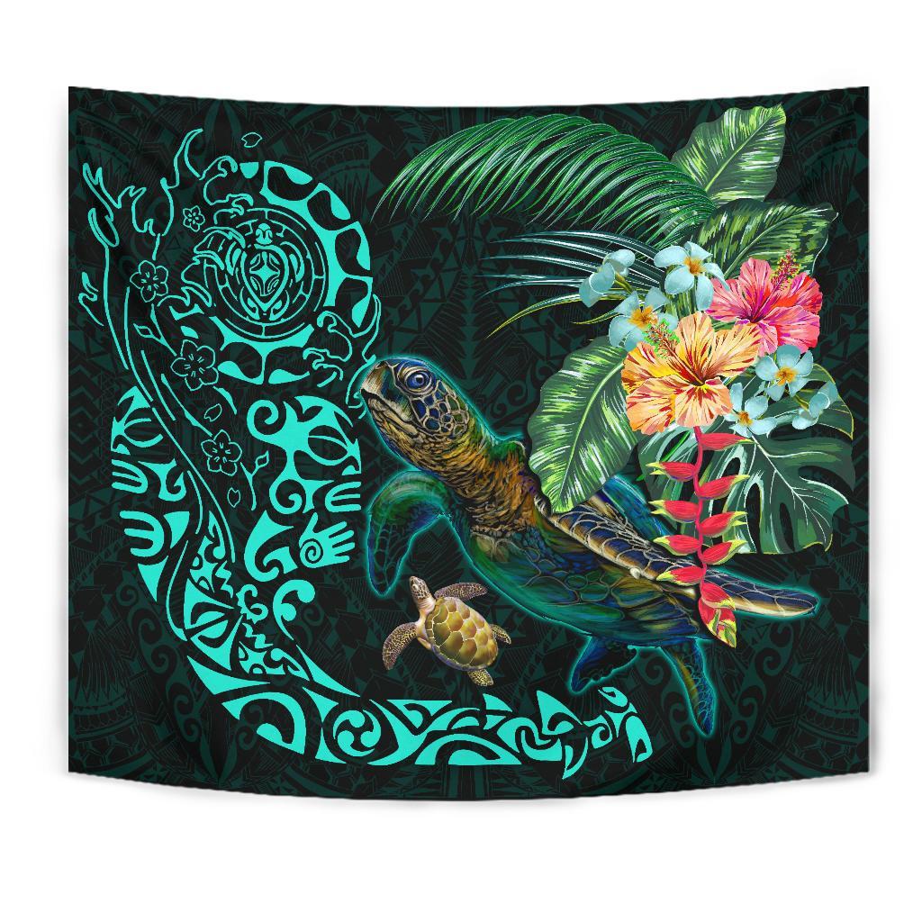 Tiki Polynesian Tapestry Turtle Hibiscus - Polynesian Pride