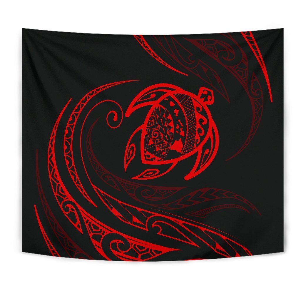 Hawaii Turtle Tapestry - Red - Frida Style - Polynesian Pride