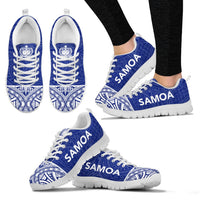 Samoa Sneakers - Samoa Coat Of Arms Polynesian Tattoo Blue Style - Polynesian Pride
