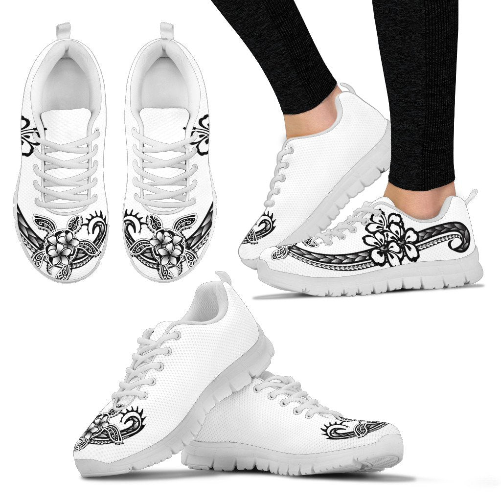 Hawaii Turtle And Hibiscus Polynesian Sneakers - Polynesian Pride