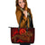 Chuuk Large Leather Tote Bag - Red Shark Polynesian Tattoo Red - Polynesian Pride