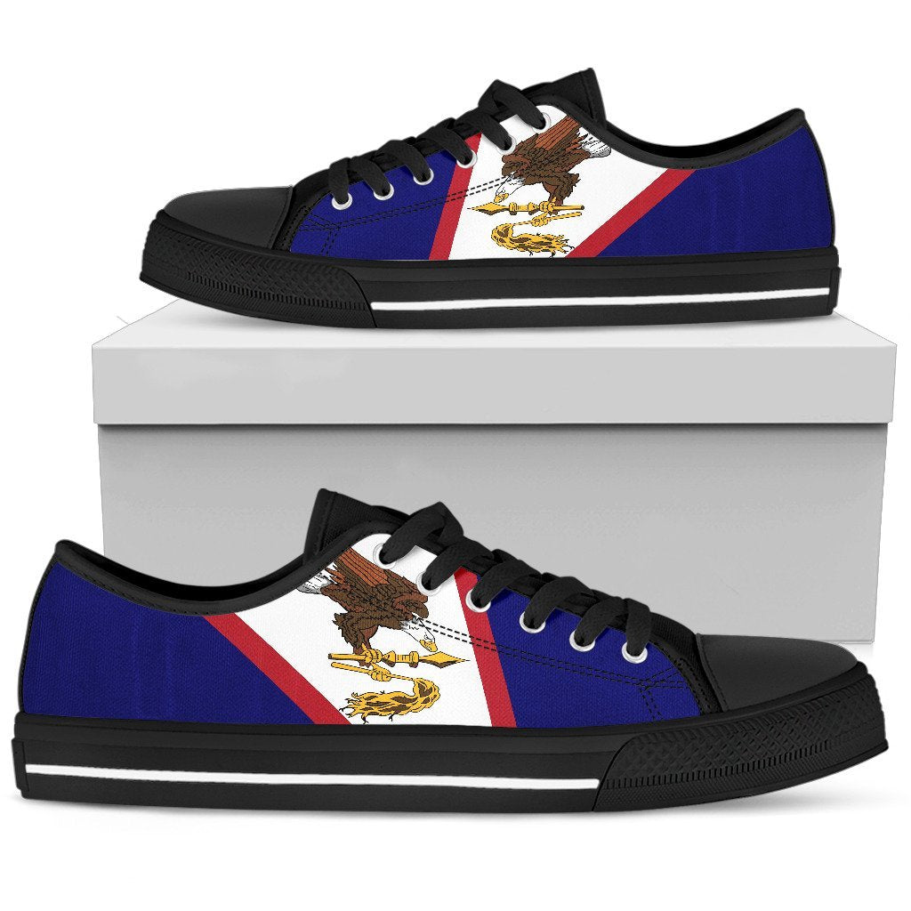 American Samoa Flag Low Top Canvas Shoes A0 White - Polynesian Pride