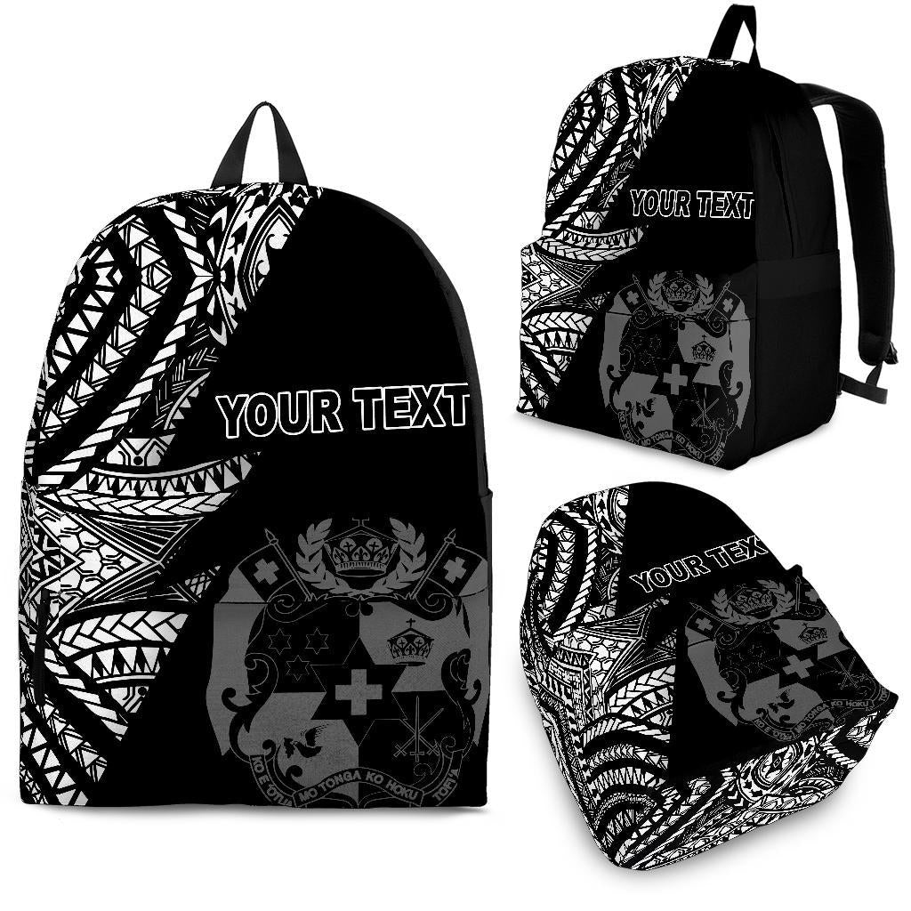 Tonga Custom Personalised Backpack Flash Black Black - Polynesian Pride