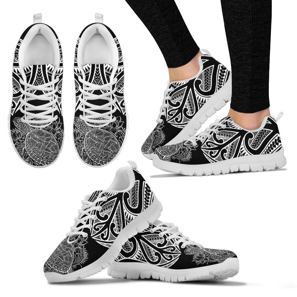 Polynesian Sneakers - Polynesian Turtle Tattoo Black Version - Polynesian Pride