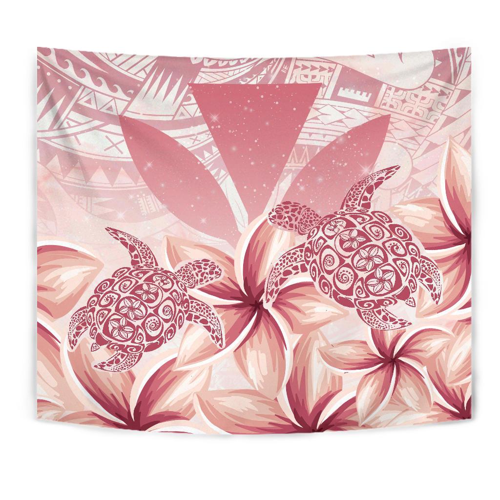 Hawaii Turtle Kanaka Plumeria Polynesian Pink Tapestry - Polynesian Pride