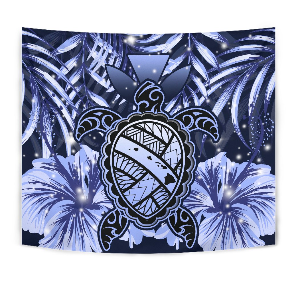 Hawaii Turtle Hibiscus Blue Tapestry - Hac Style - AH - Polynesian Pride