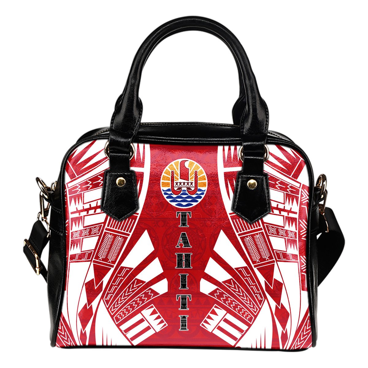 Tahiti Shoulder Handbag - Polynesian Tattoo Flag One Size White - Polynesian Pride