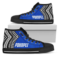 Pohnpei Flag High Top Shoes Micronesian Pattern Unisex Black - Polynesian Pride