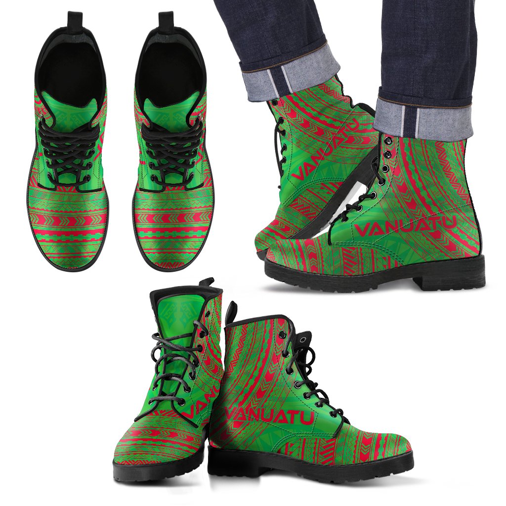 vanuatu Leather Boots - Polynesian Flag Chief Version Black - Polynesian Pride